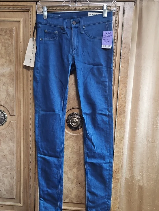 rag & bone Women’s Pull-On Skinny Jeans in Mid Blue NWT Size 24 - Picture 1 of 8